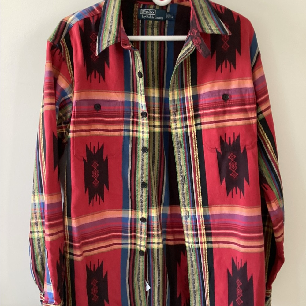 Polo by Ralph Lauren Aztec Print Multi-Color Button-Up Shirt. (Large)